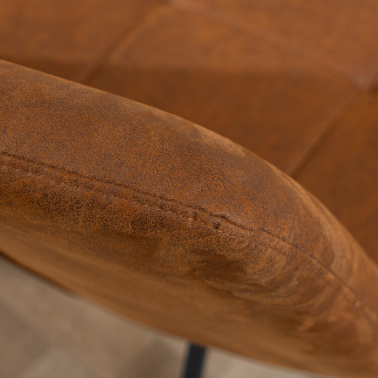 Industriële fauteuil Eevi cognac eco-leer