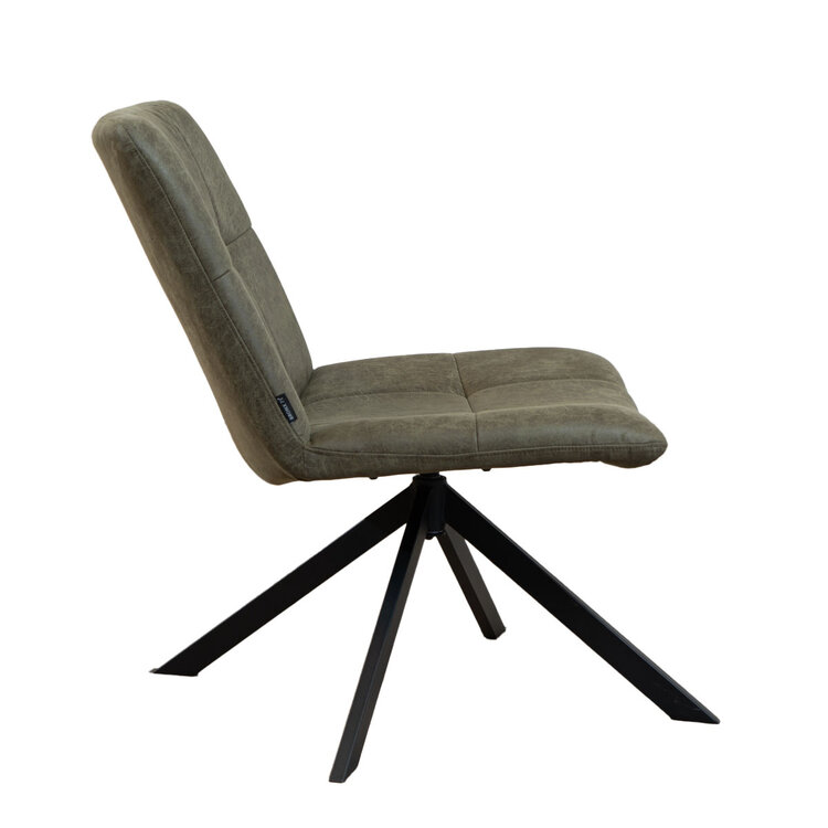 Industriële fauteuil Eevi olijfgroen eco-leer