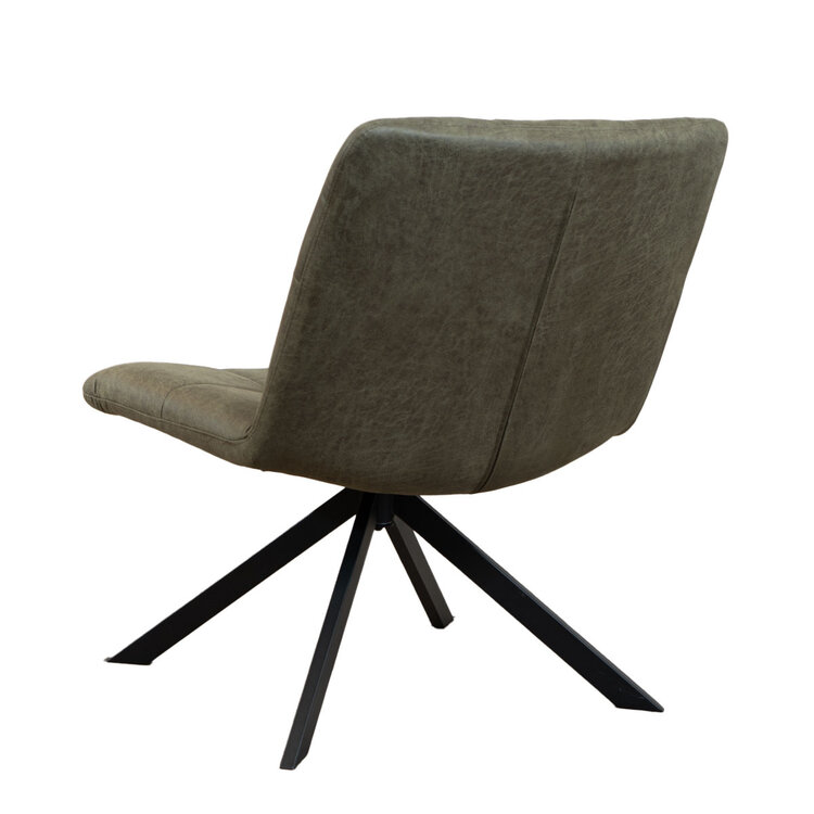Industriële fauteuil Eevi olijfgroen eco-leer