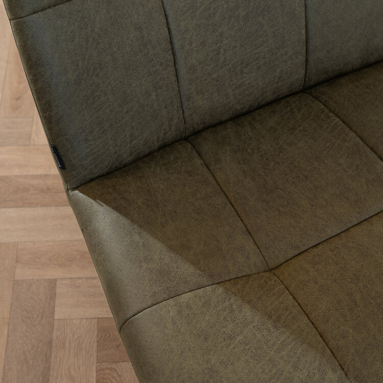 Industriële fauteuil Eevi olijfgroen eco-leer