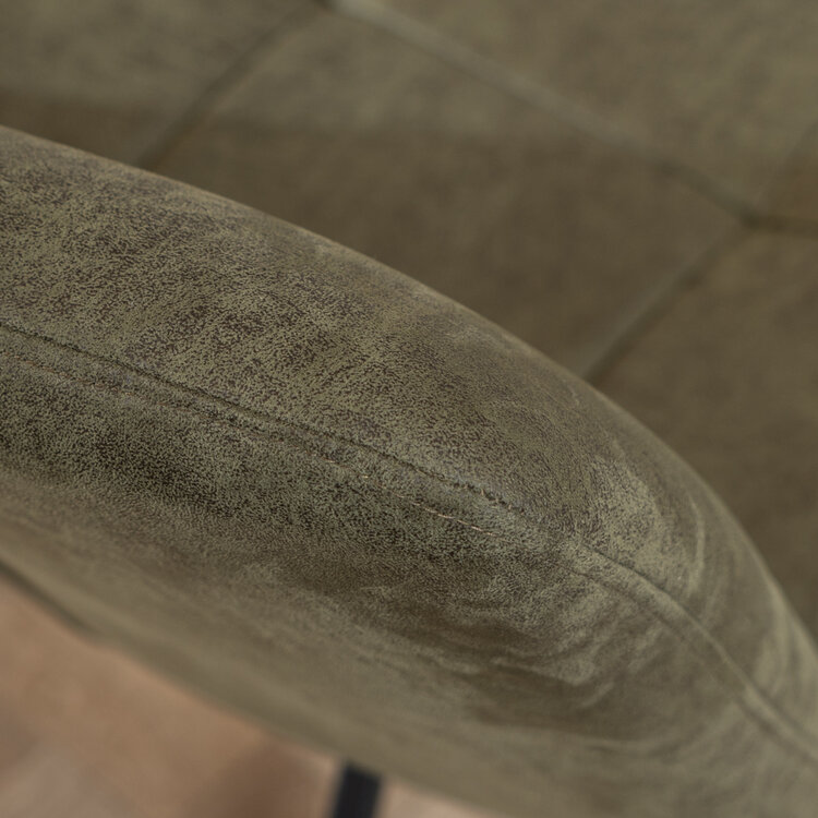 Industriële fauteuil Eevi olijfgroen eco-leer