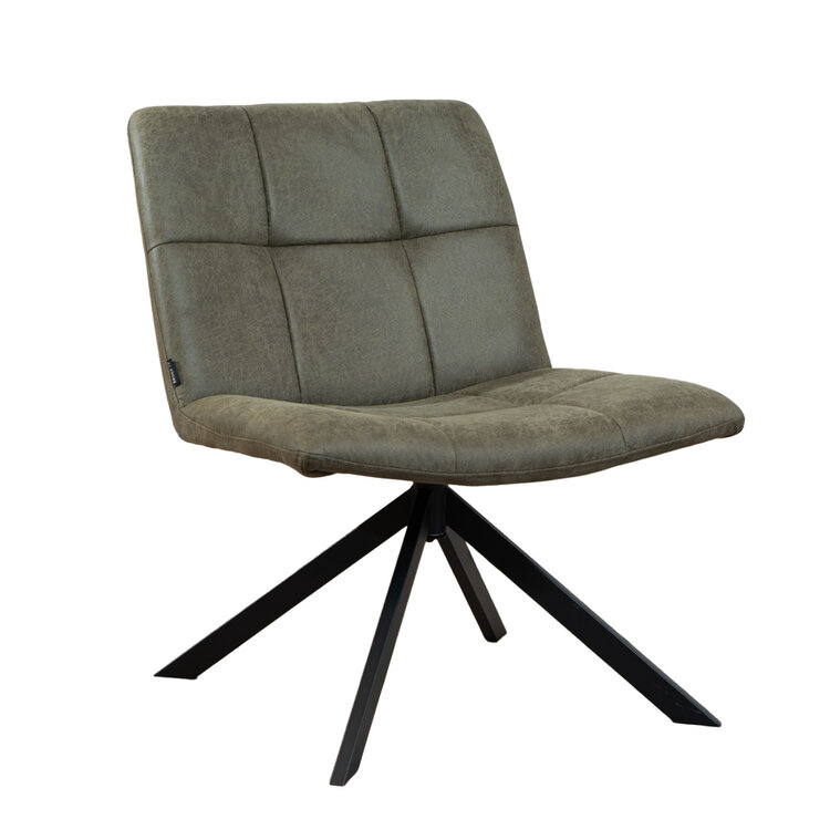 Industriële fauteuil Eevi olijfgroen eco-leer