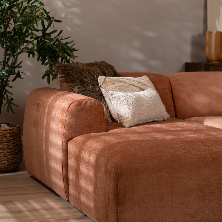 Hoekbank Maine gemêleerde stof terracotta links