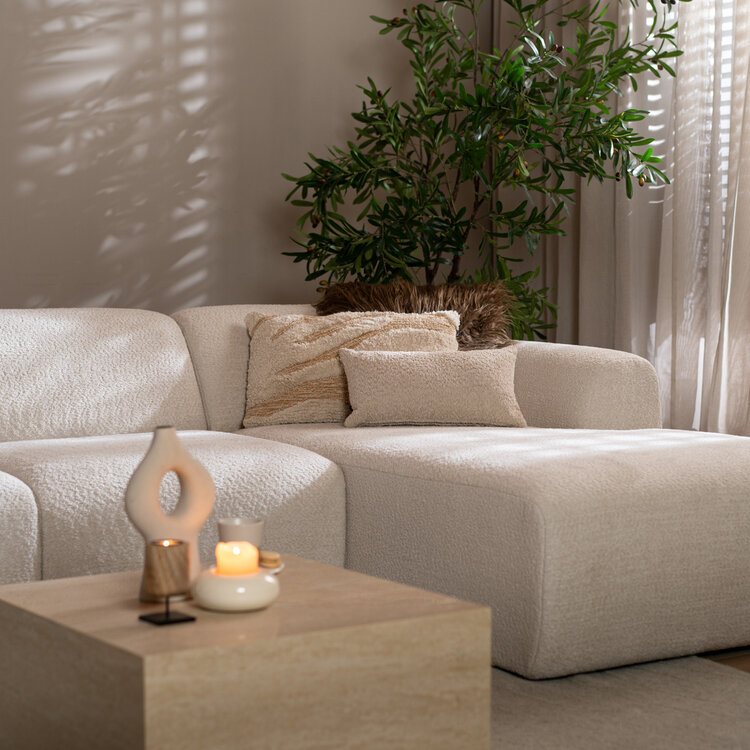 Hoekbank Maine bouclé stof off white rechts