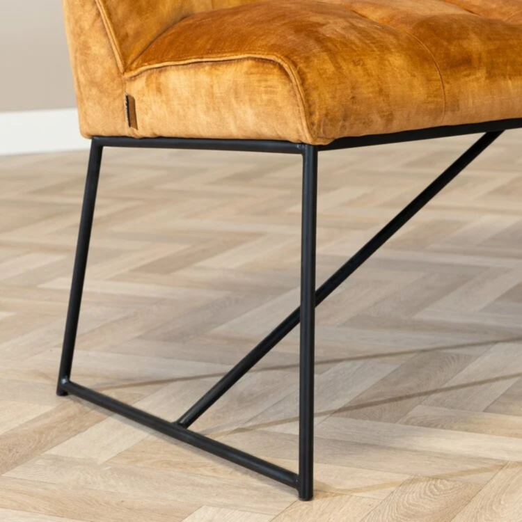 Velvet eetkamerbank Janna okergeel 155 cm
