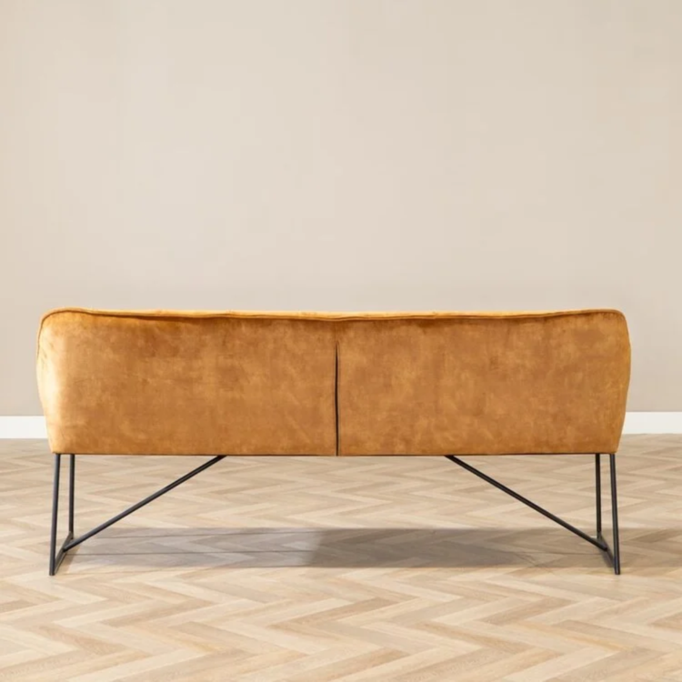 Velvet eetkamerbank Janna okergeel 155 cm