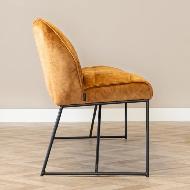 Velvet eetkamerbank Janna okergeel 155 cm