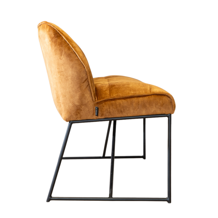 Velvet eetkamerbank Janna okergeel 155 cm