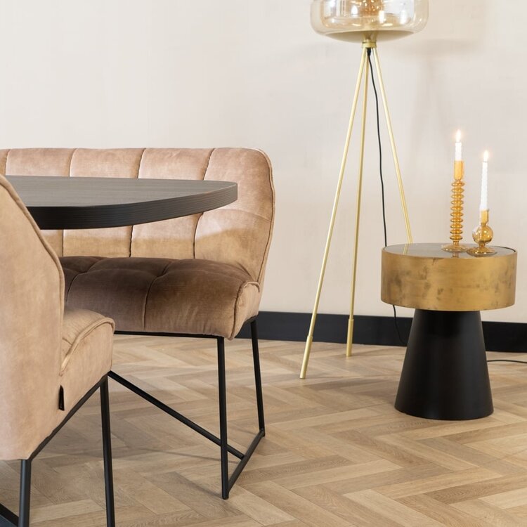 Velvet eetkamerbank Janna taupe 155 cm