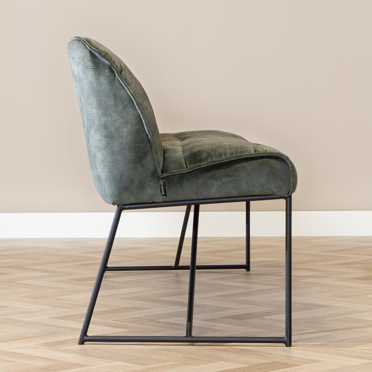 Velvet eetkamerbank Janna groen 155 cm