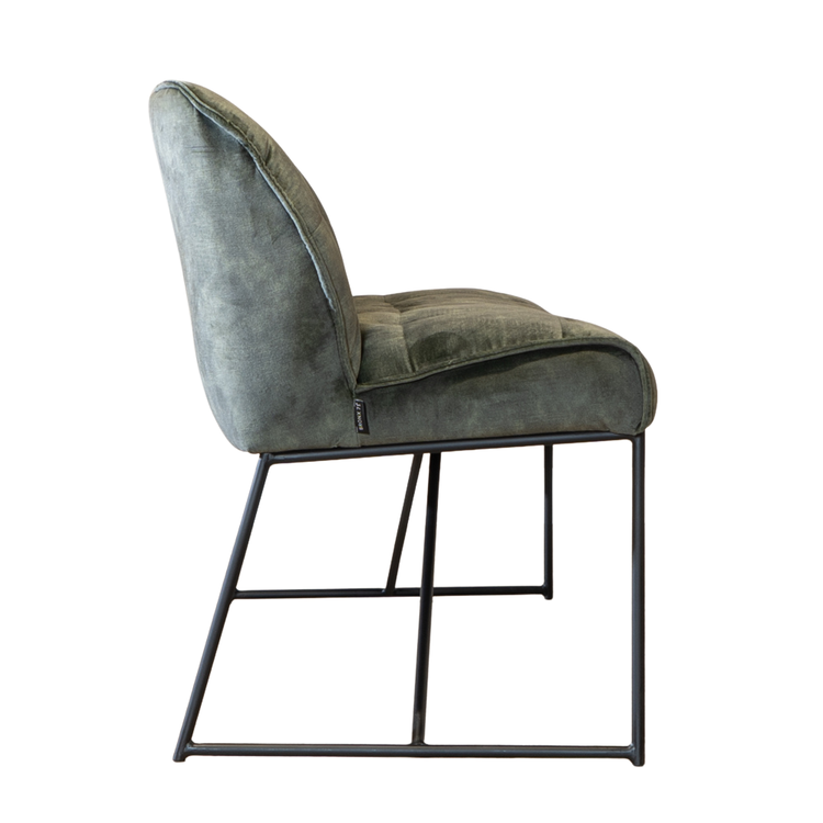 Velvet eetkamerbank Janna groen 155 cm