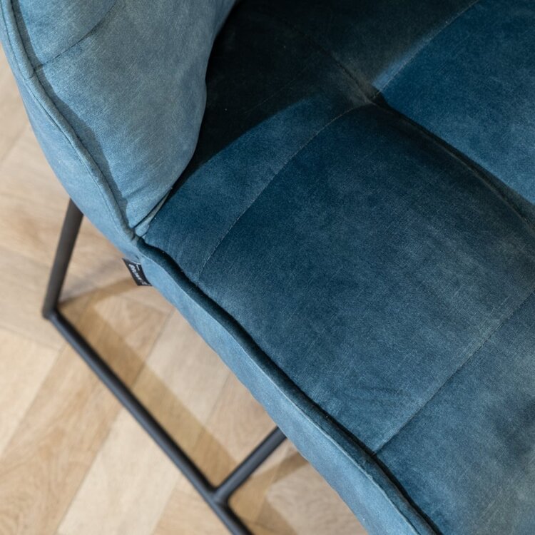 Velvet eetkamerbank Janna blauw 155 cm