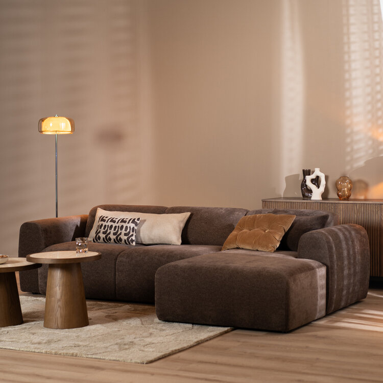 Hoekbank Maine chenille stof bruin rechts