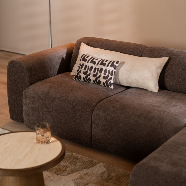 Hoekbank Maine chenille stof bruin rechts