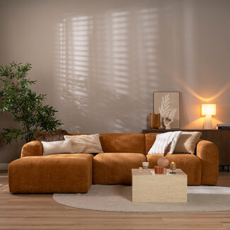 Hoekbank Maine bouclé stof terracotta links