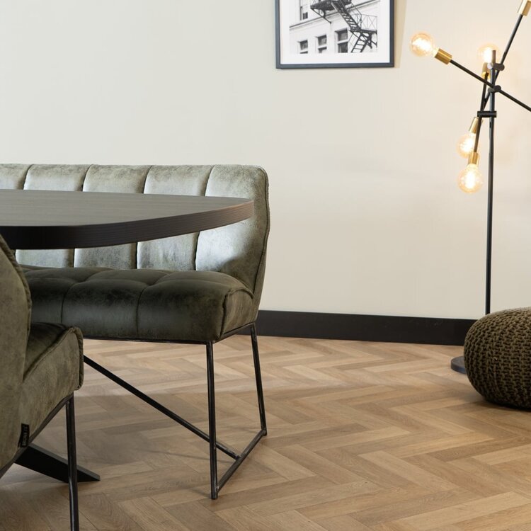 Eetkamerbank Abel olijfgroen microvezel 155 cm