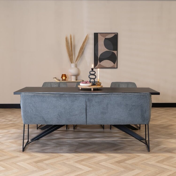 Scandinavische eetkamerbank Jelle antraciet 155 cm