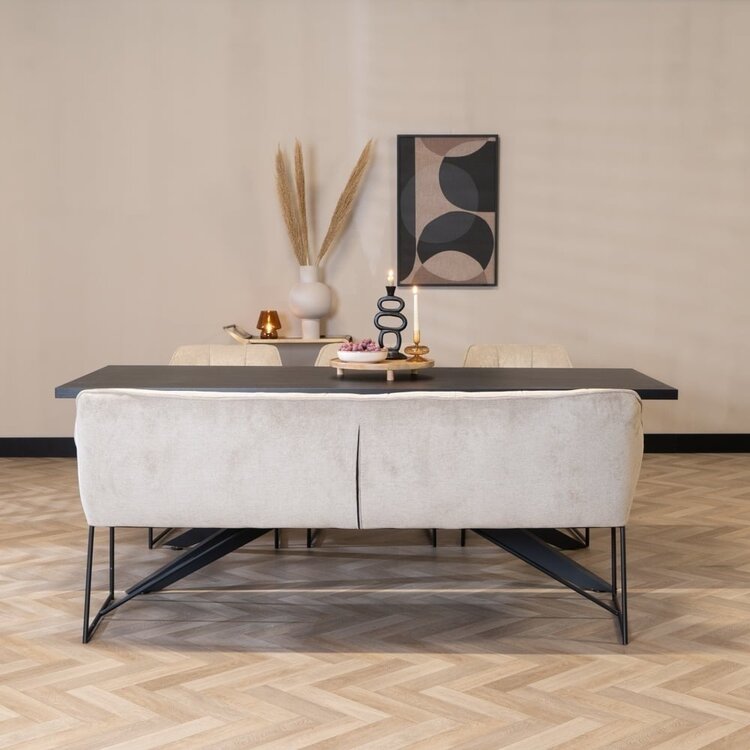 Scandinavische eetkamerbank Jelle taupe 155 cm