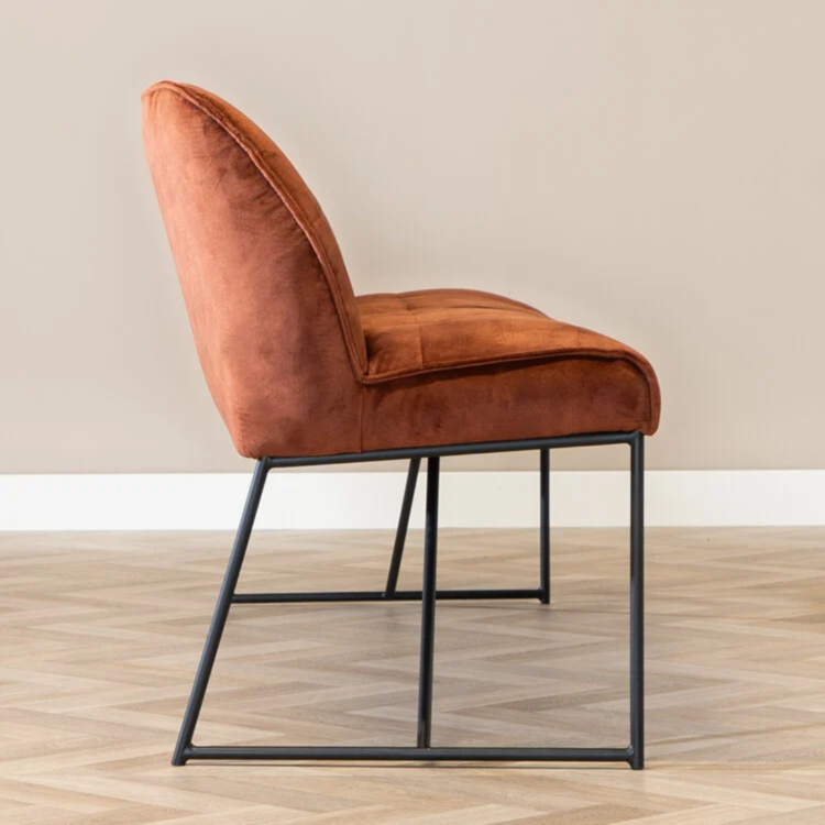 Velvet eetkamerbank Janna koper 220 cm