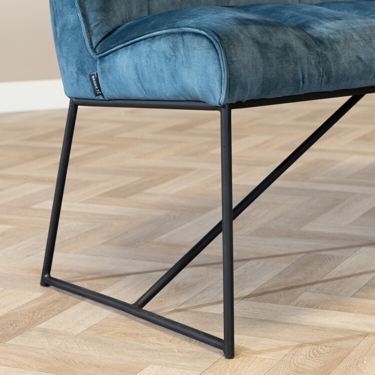 Velvet eetkamerbank Janna blauw 220 cm