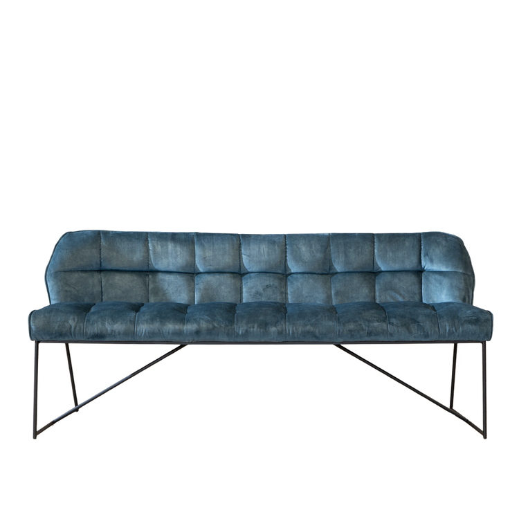Velvet eetkamerbank Janna blauw 220 cm