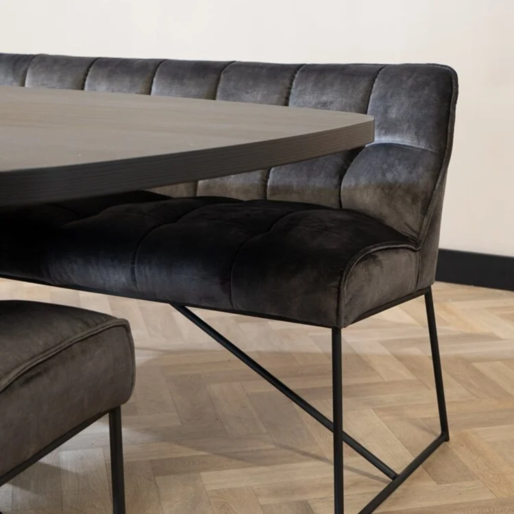 Velvet eetkamerbank Janna antraciet 220 cm