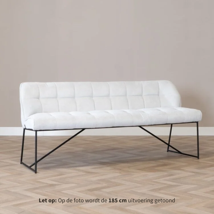 Scandinavische eetkamerbank Jelle off white 220 cm