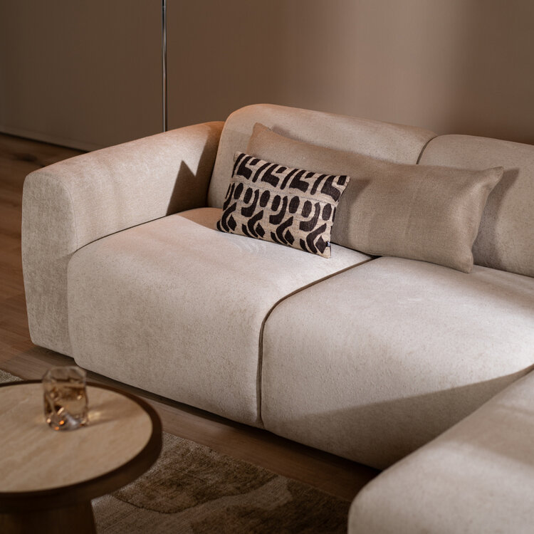 Hoekbank Maine chenille stof beige rechts