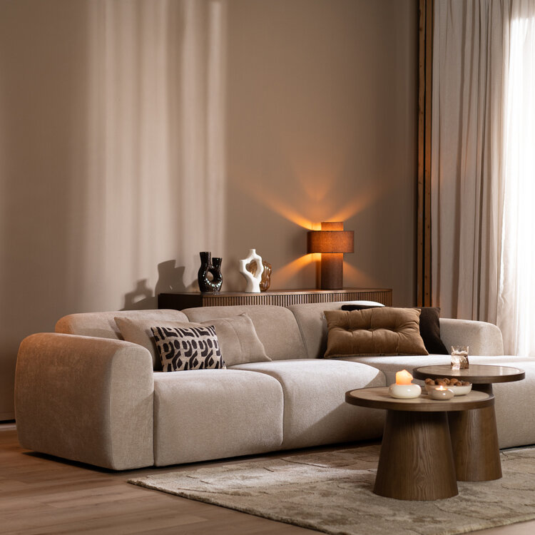 Hoekbank Maine chenille stof beige rechts