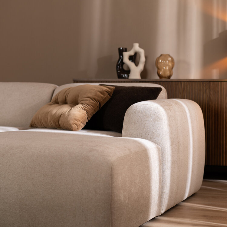 Hoekbank Maine chenille stof beige rechts