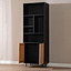 Wandkast Bradley zwart/blank eiken 80x220 cm