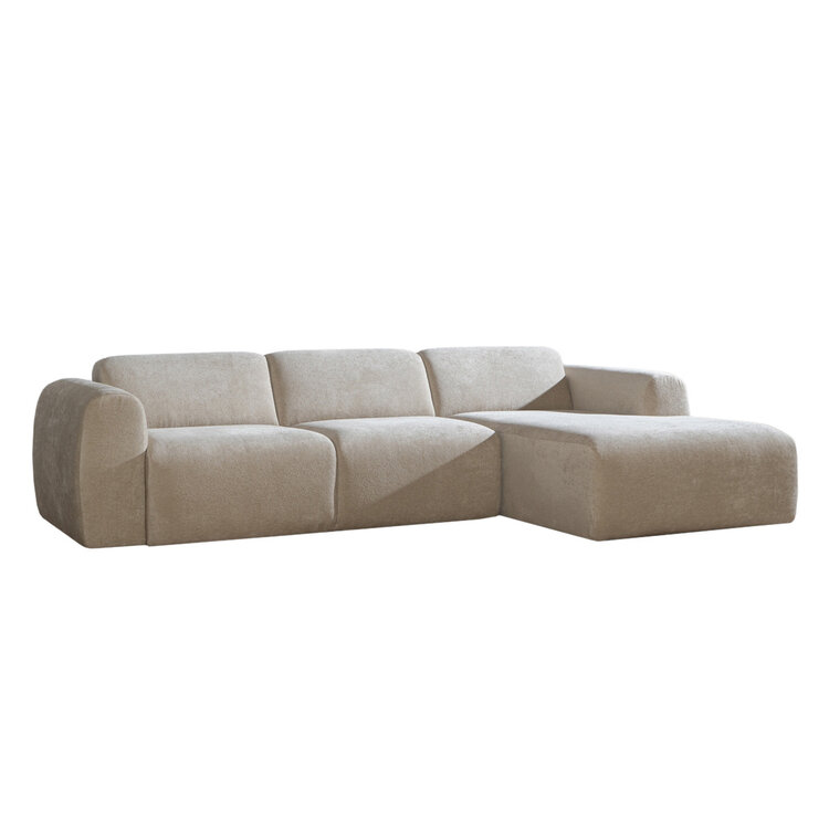 Hoekbank Maine chenille stof beige rechts