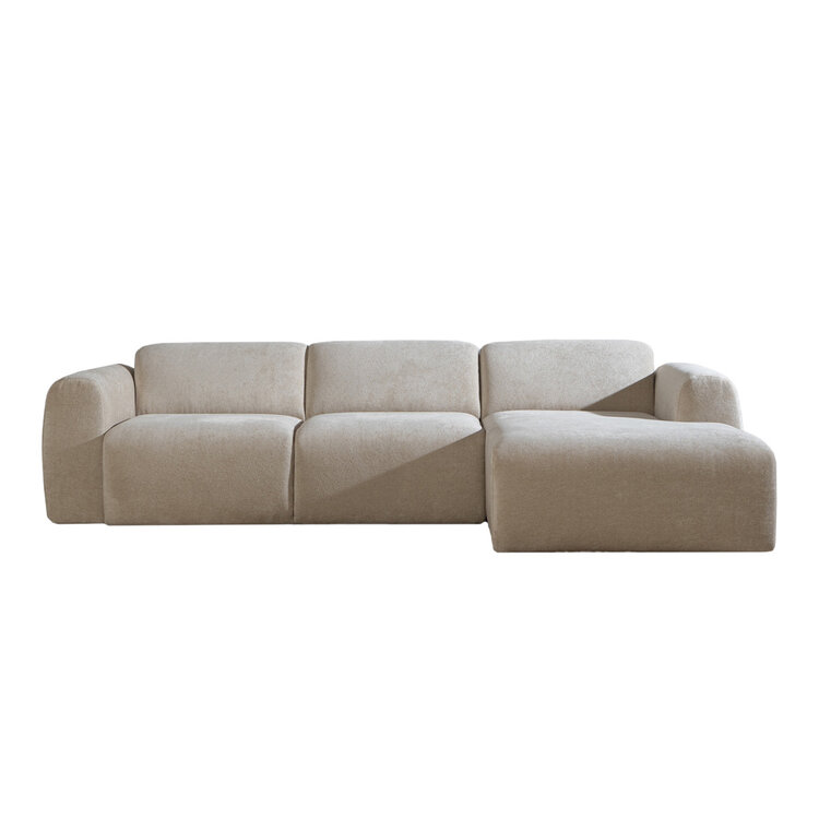 Hoekbank Maine chenille stof beige rechts