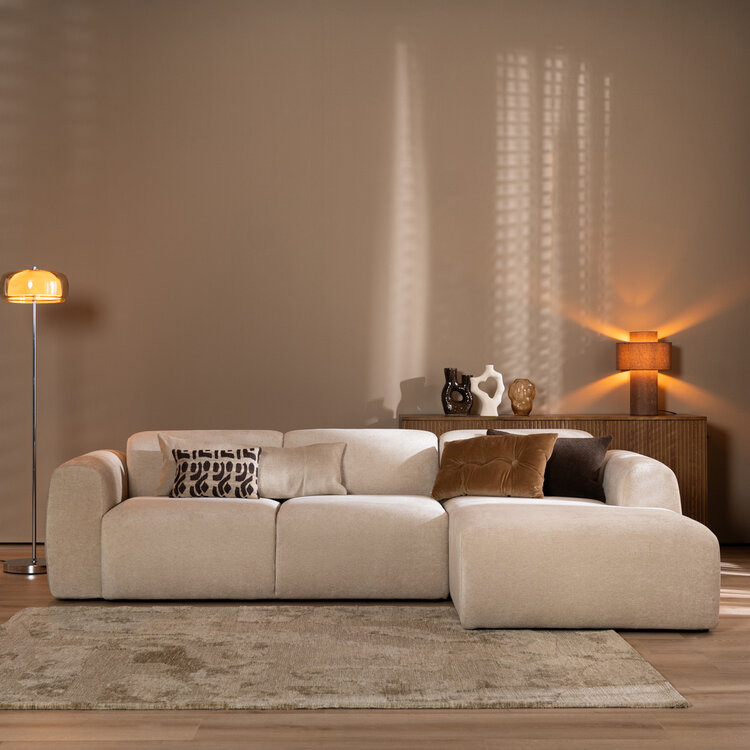 Hoekbank Maine chenille stof beige rechts