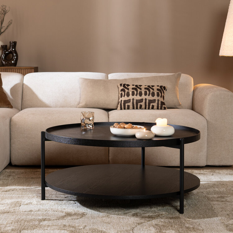 Salontafel Rio Ø90 cm zwart eiken