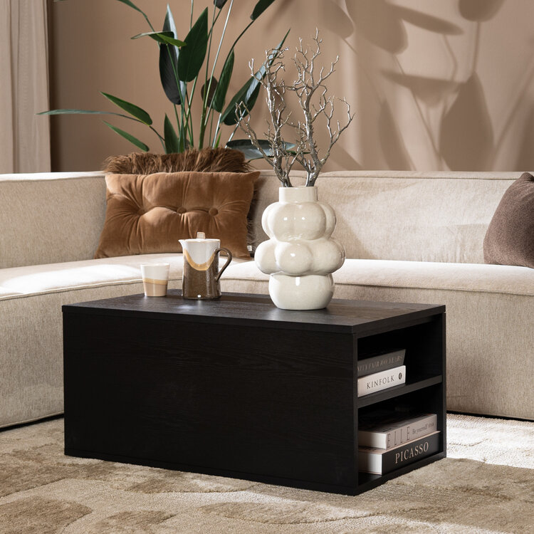 Salontafel Jaxx zwart eiken 88x46 cm