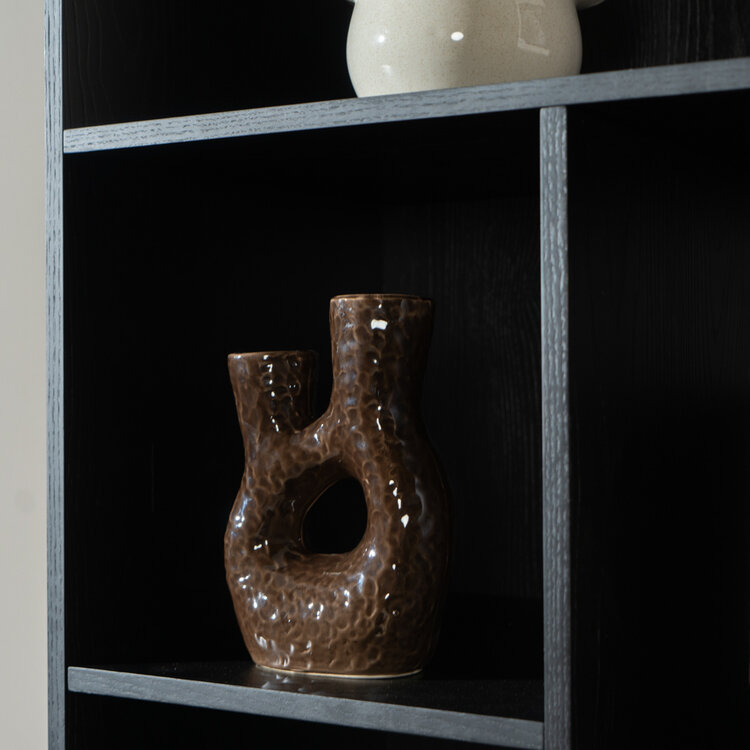 Wandkast Bradley zwart/rustiek eiken 80x220 cm