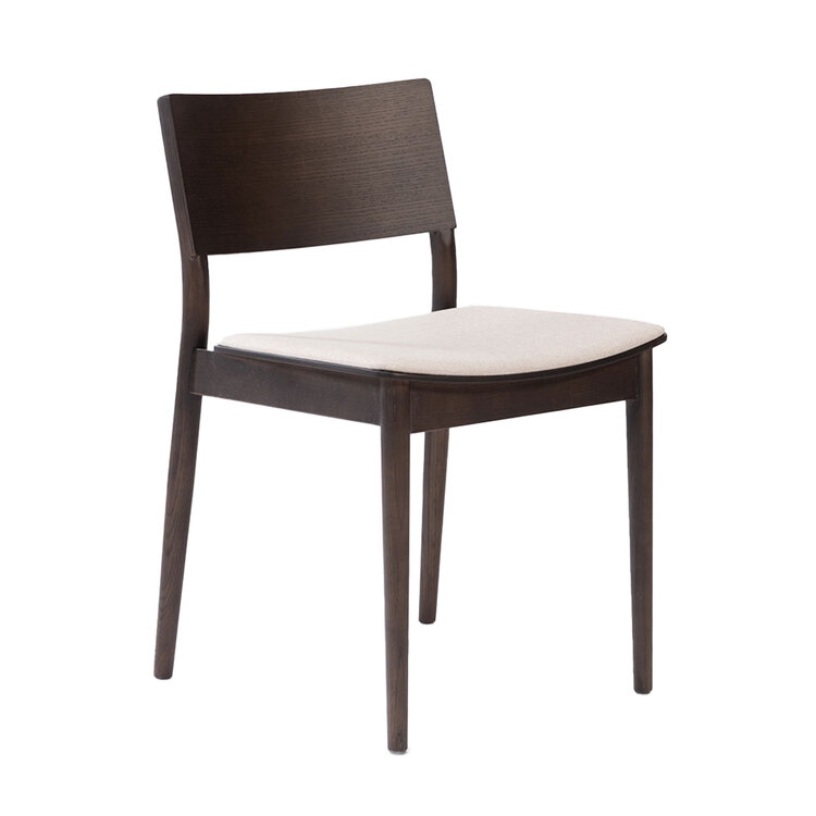 Scandinavische eetkamerstoel Elio walnoot/off white