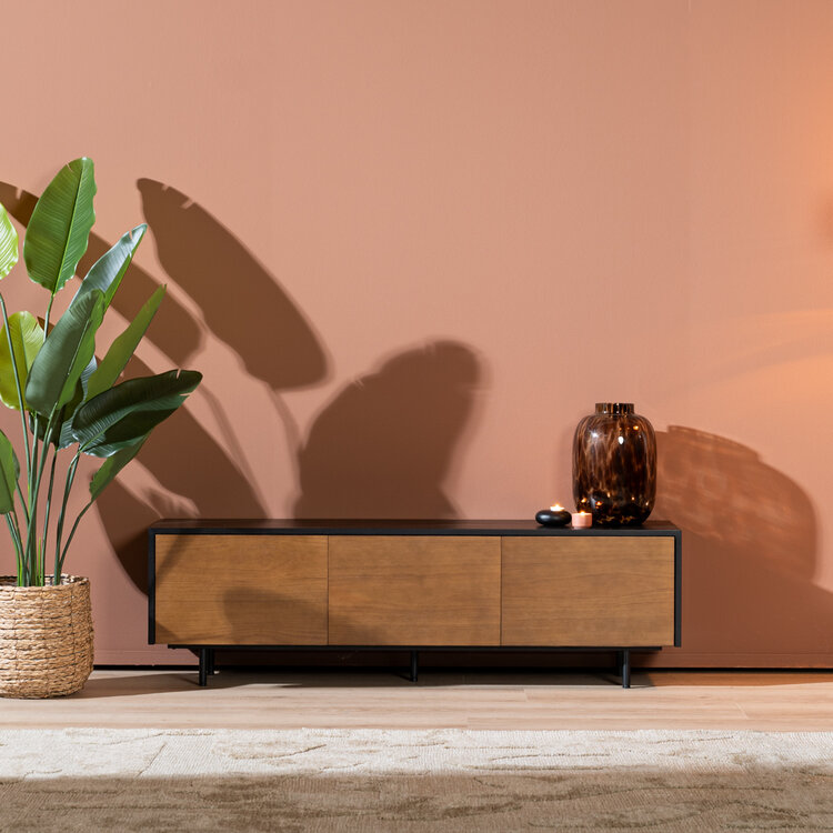 Tv-meubel Thomas zwart/rustiek eiken 150 cm