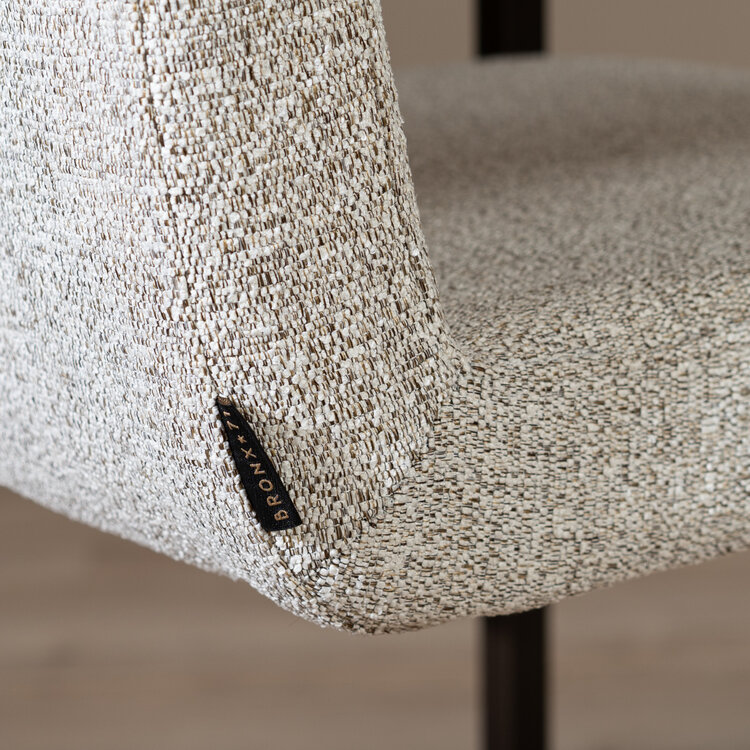 Eetkamerstoel Lio gemêleerde stof off white/bruin