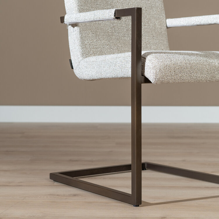 Eetkamerstoel Lio gemêleerde stof off white/bruin