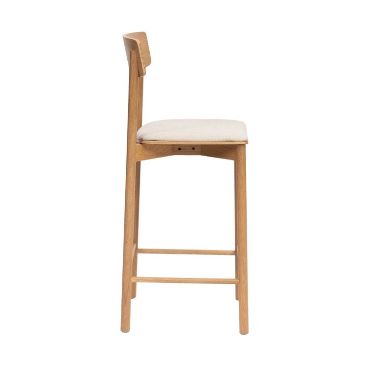 Scandinavische barkruk Inez naturel eiken/ off white 70 cm