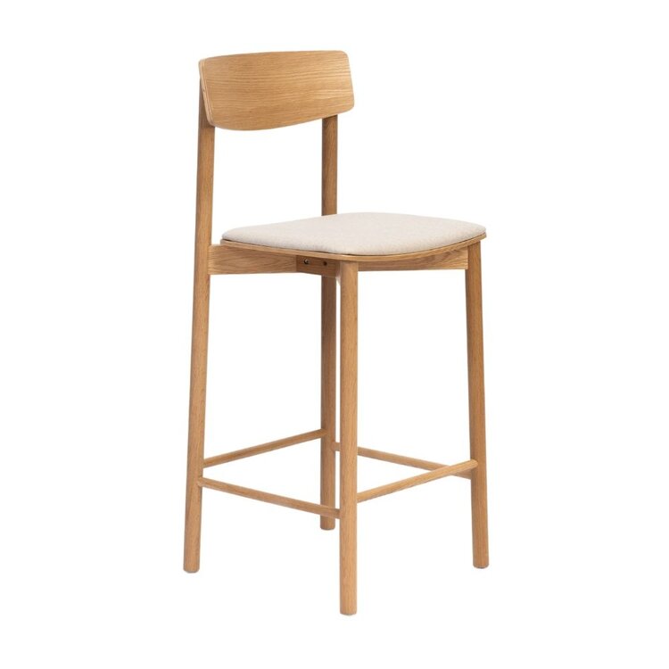 Scandinavische barkruk Inez naturel eiken/ off white 70 cm