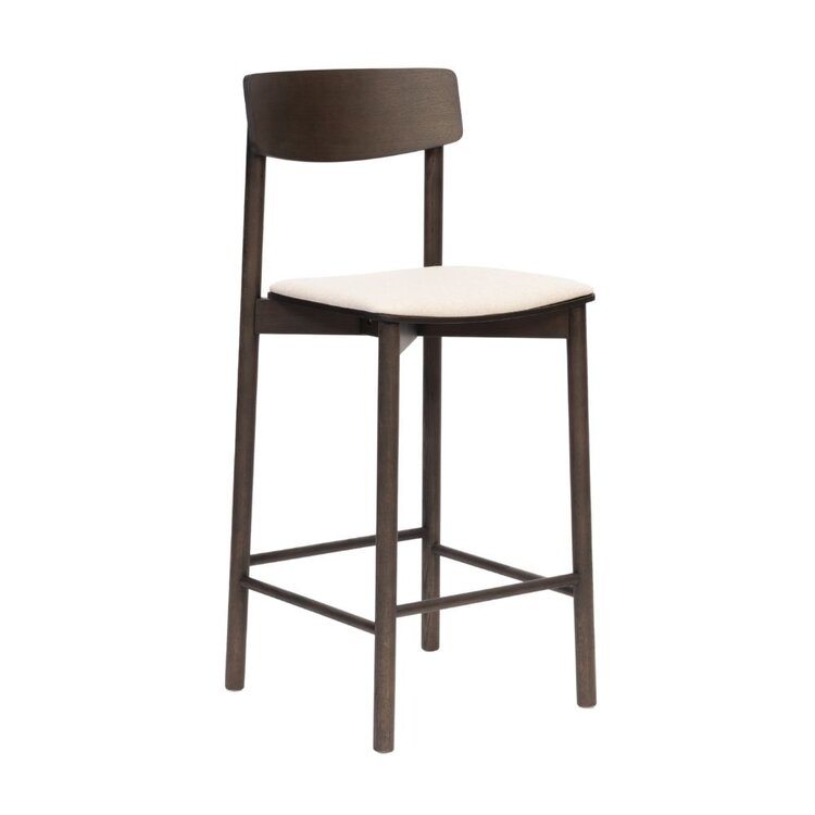 Scandinavische barkruk Inez walnoot/ off white 70 cm