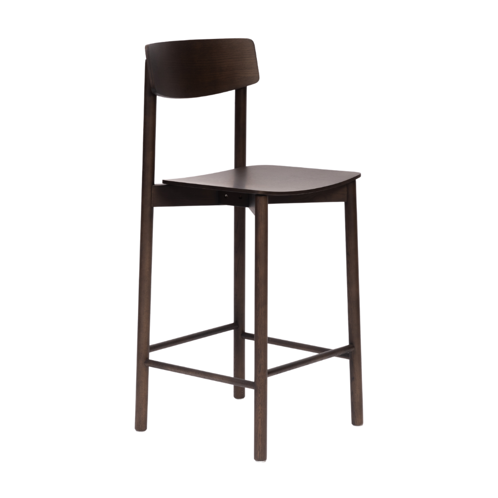 Barkruk MCW-A47, walnoot look, kunstleer crème