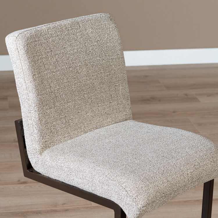 Barkruk Lio gemêleerde stof off white/bruin 70 cm