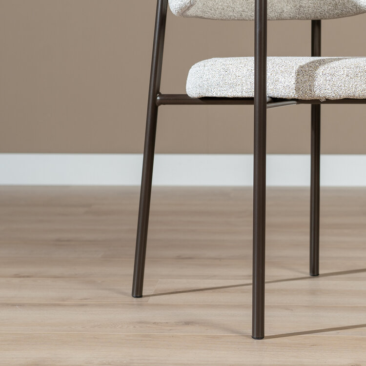 Eetkamerstoel Gio gemêleerde stof off white/bruin