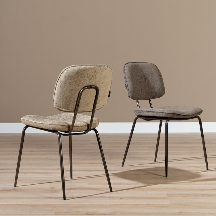 Velvet eetkamerstoel Javi taupe