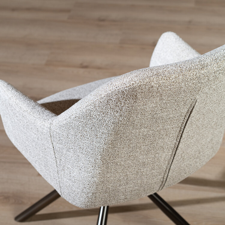 Draaibare eetkamerstoel Kay draaibaar gemêleerde stof off white/bruin