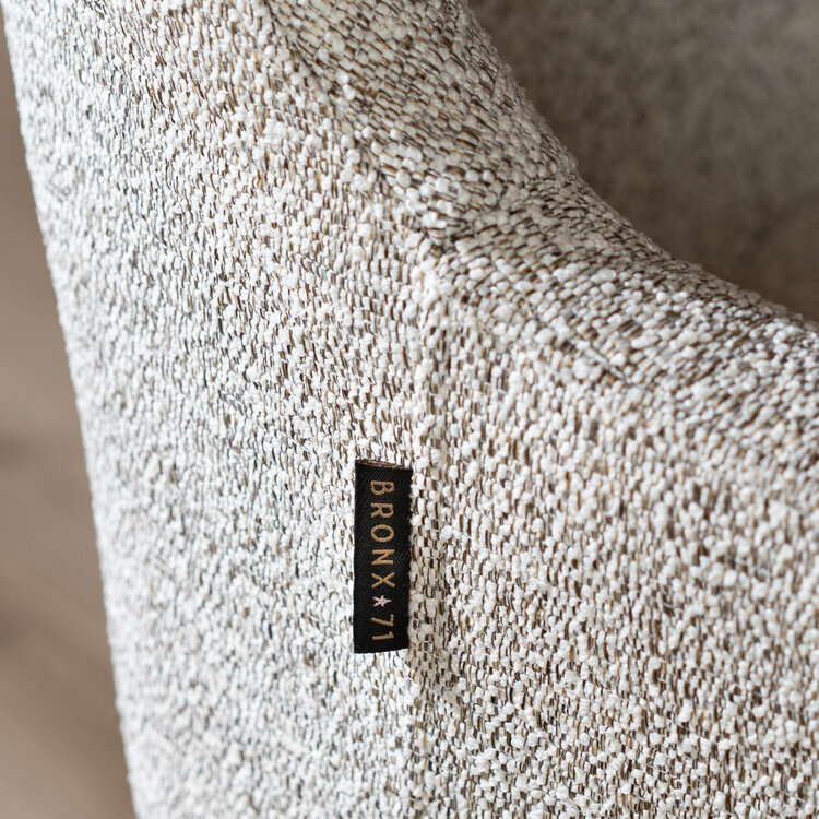 Draaibare eetkamerstoel Kay draaibaar gemêleerde stof off white/bruin